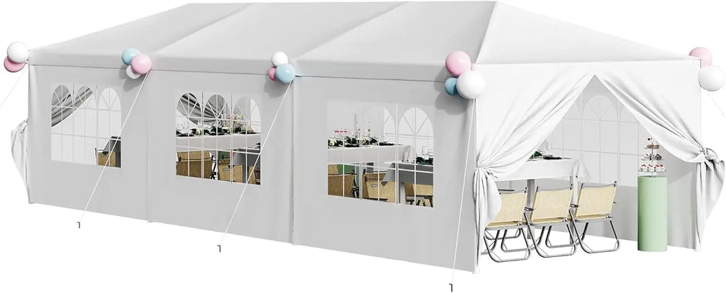Tonnelle de réception robuste 10'x30' – Chapiteau de mariage imperméable avec parois latérales amovibles et 2 portes – Parfait pour, personnalisable