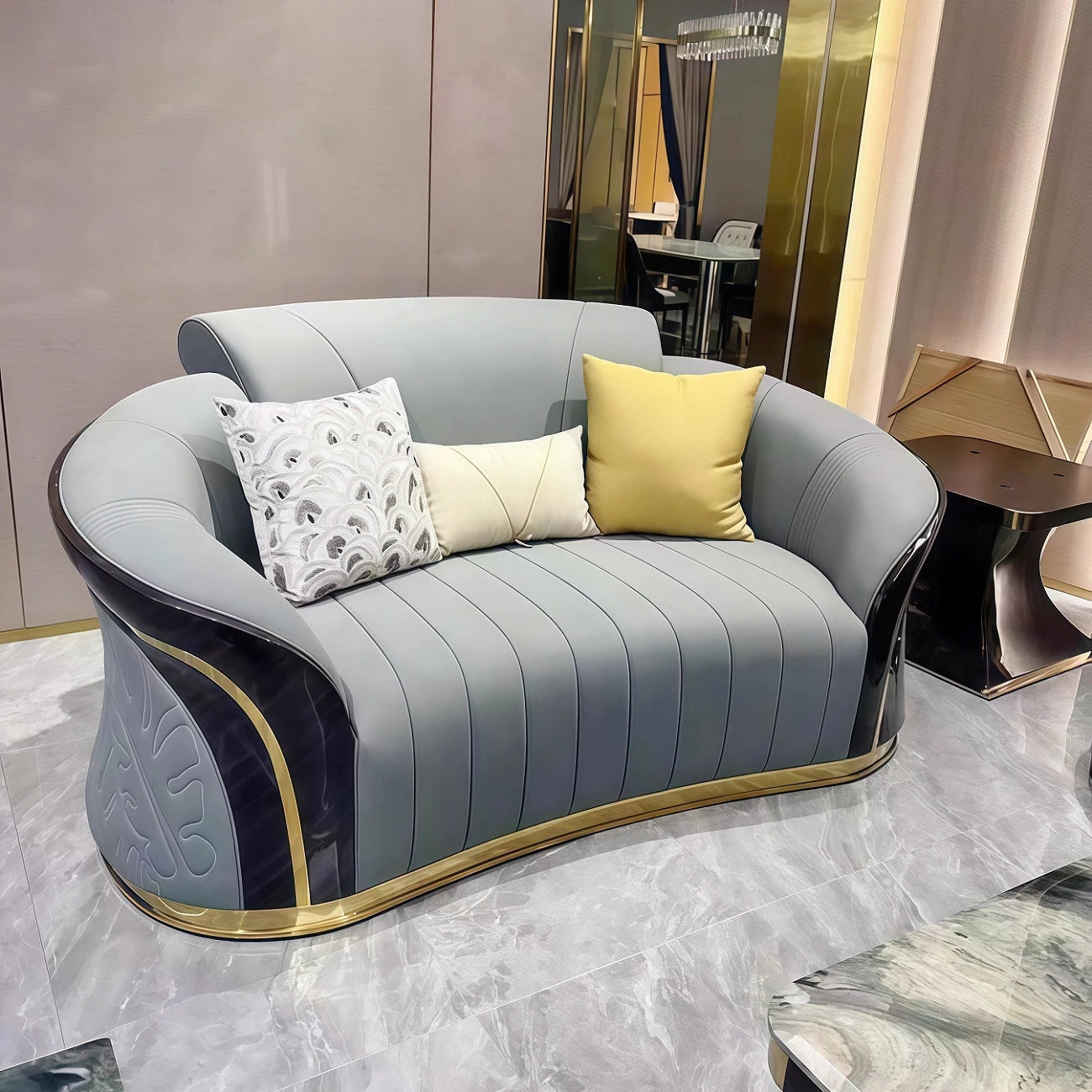 European Style Velvet Fabric Sectional Sofa Set with High Density Sponge for Living Room Hotel & Mall Furniture
