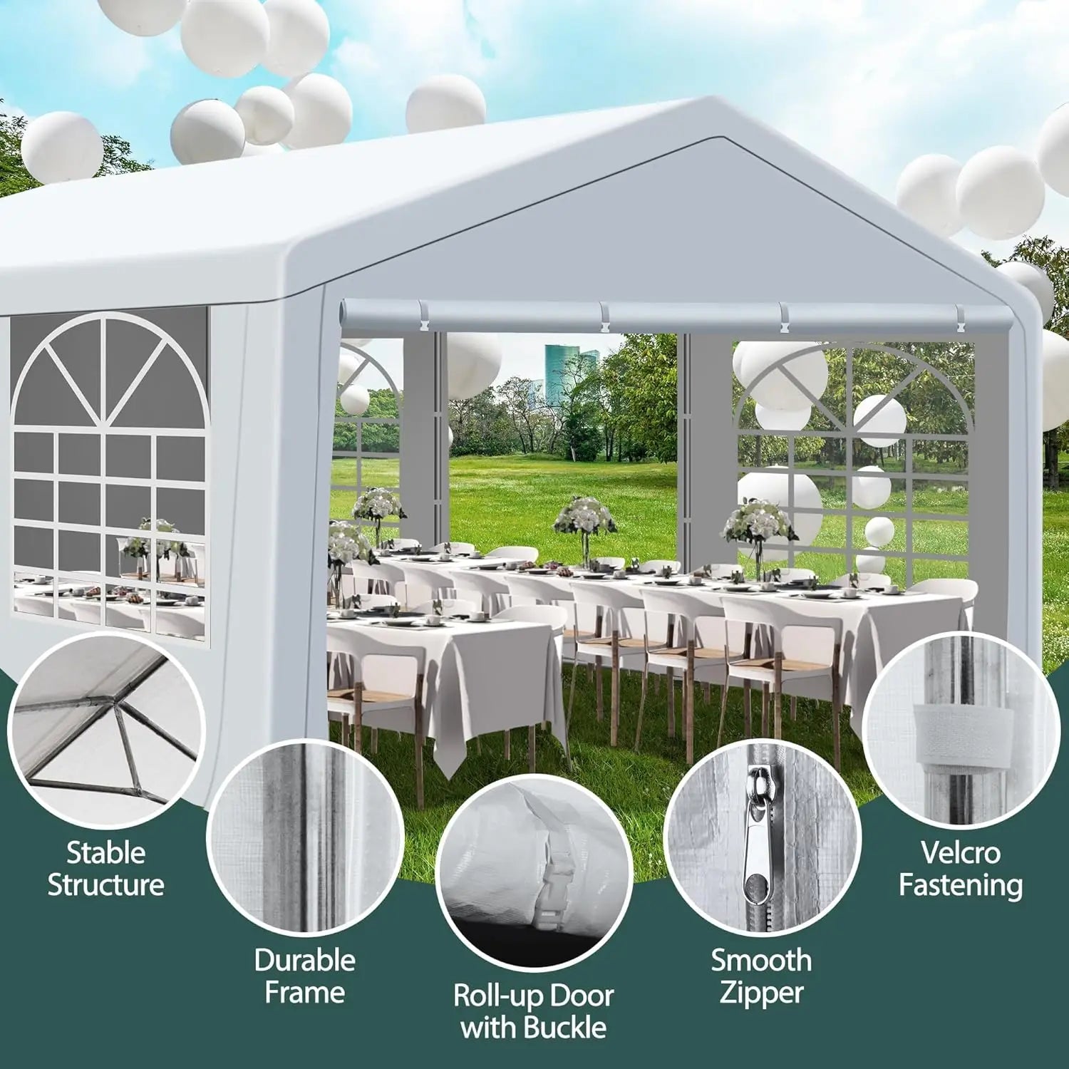 20'x30' Party Tent Heavy Duty, Large Wedding Event Tent with Removable Sidewalls & 4 Sand Bags, Event Canopy Shelter, Custom