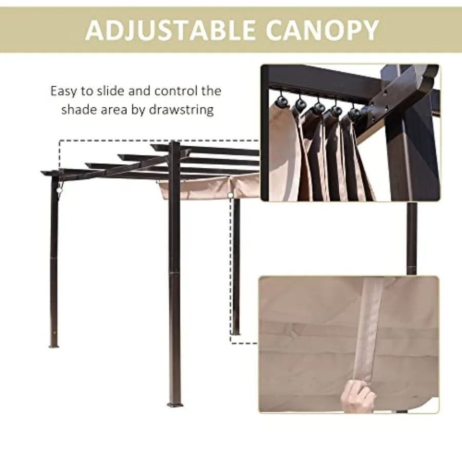Patio Pergola with Retractable Pergola  Backyard Shade Shelter for Porch Outdoor Party Garden Grill Gazebo