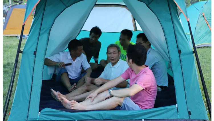 430/380/320cm Camping Tent 5-8-12 Person 3 Sizes Two-bedroom Tent Oversize Leisure Double-plies Rainproof Outdoor Family Tents