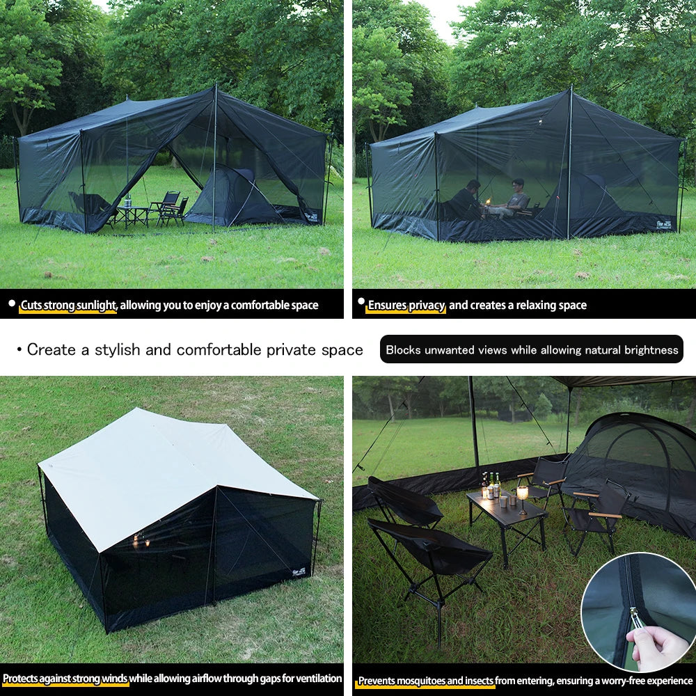 Soomloom Mesh Screen for 5×4M Tarp – Lightweight Mosquito Tent with Skirt, Insect-Proof Mesh Shelter for Summer Outdoor Camping