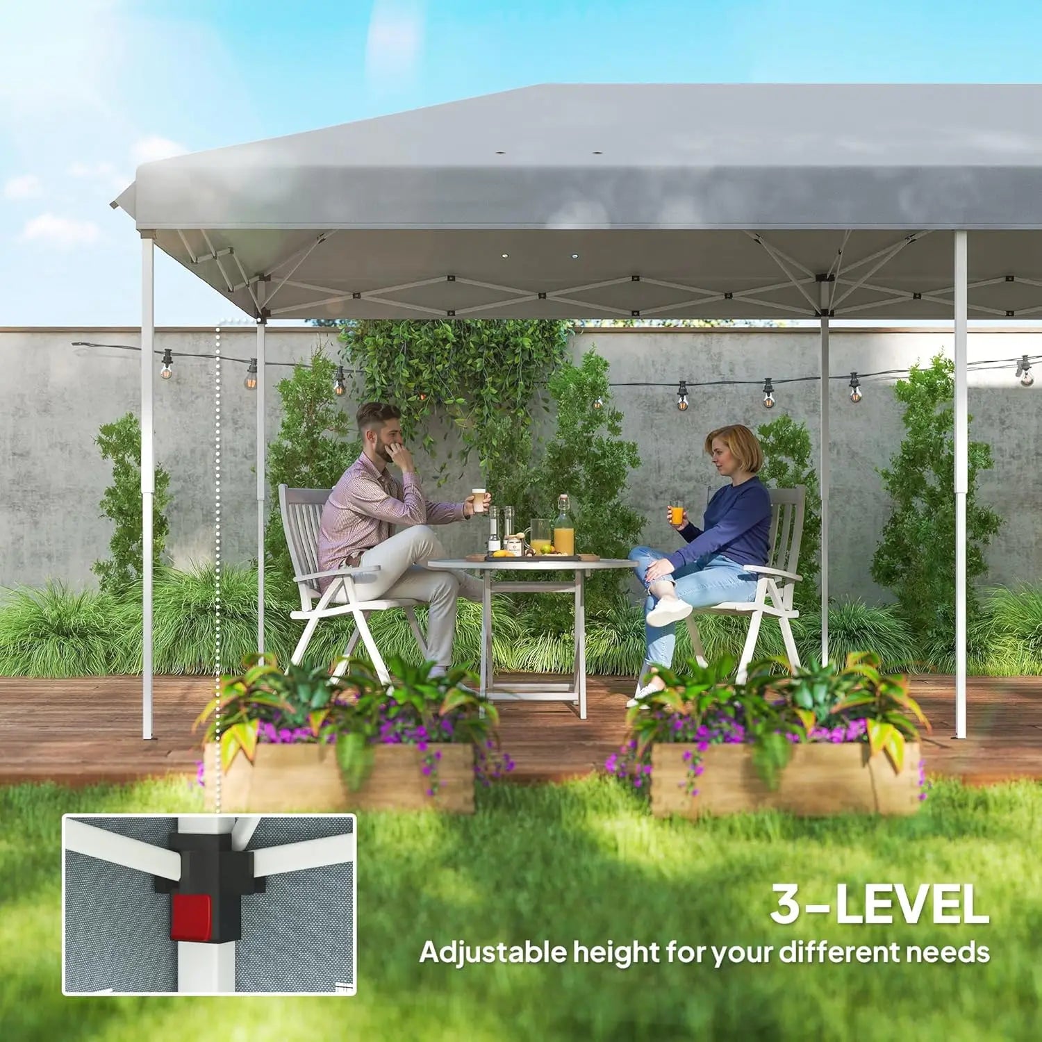 10x20 Pop Up Canopy Tent with Netting Heavy Duty Instant Sun Shelter for Outdoor Garden Patio Parties Carry Bag, Custom