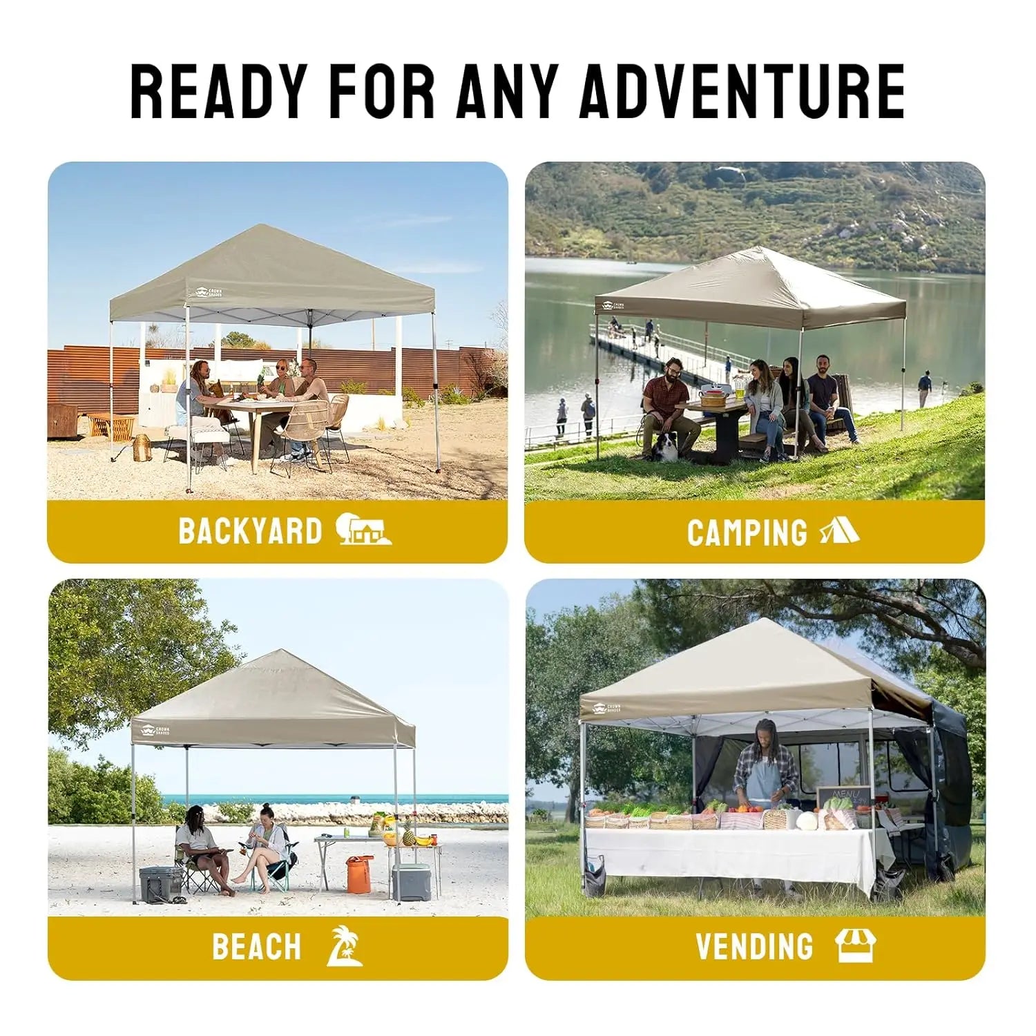 8x8 Pop Up Canopy - Beach Tent with One Push Setup - Easy Outdoor Sun Shade for Events, Parties, Camping - Gazebo, Customized