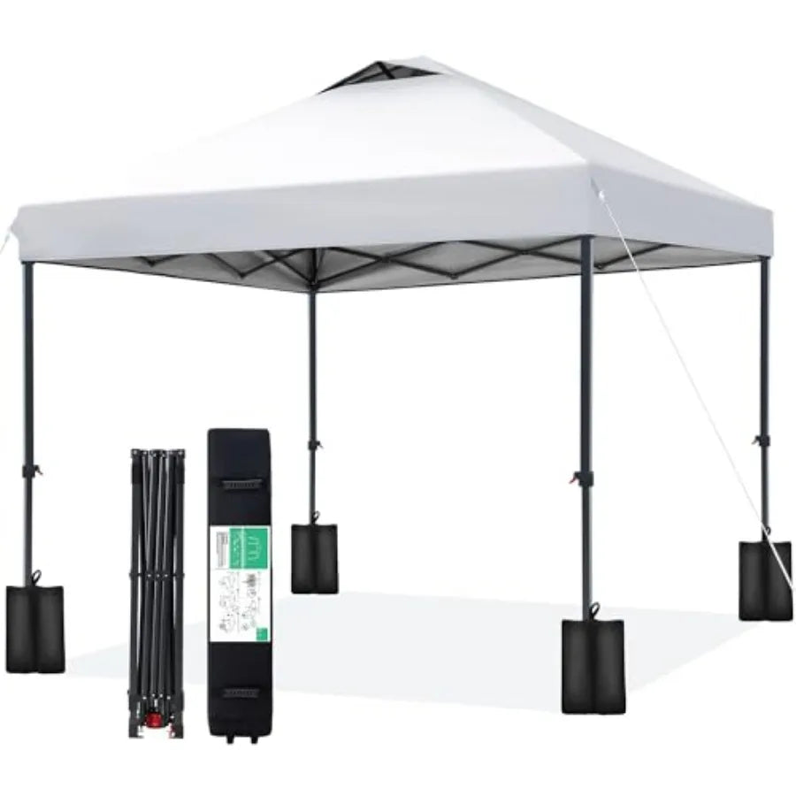 10x10 Pop Up Canopy Tent, Heavy Duty Outdoor Canopy with 1-Push Instant Setup, Commercial Tent with Roller Bag, 4 Sandbags and