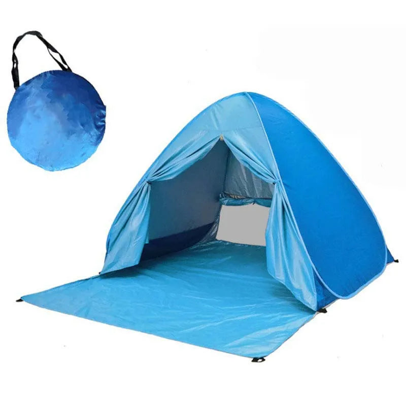 Pop Up Camping Tent Automatic Waterproof Tent With Curtain Quick Deployment Outdoor Beach Sun Shade Tent for Camping Beach Outdo