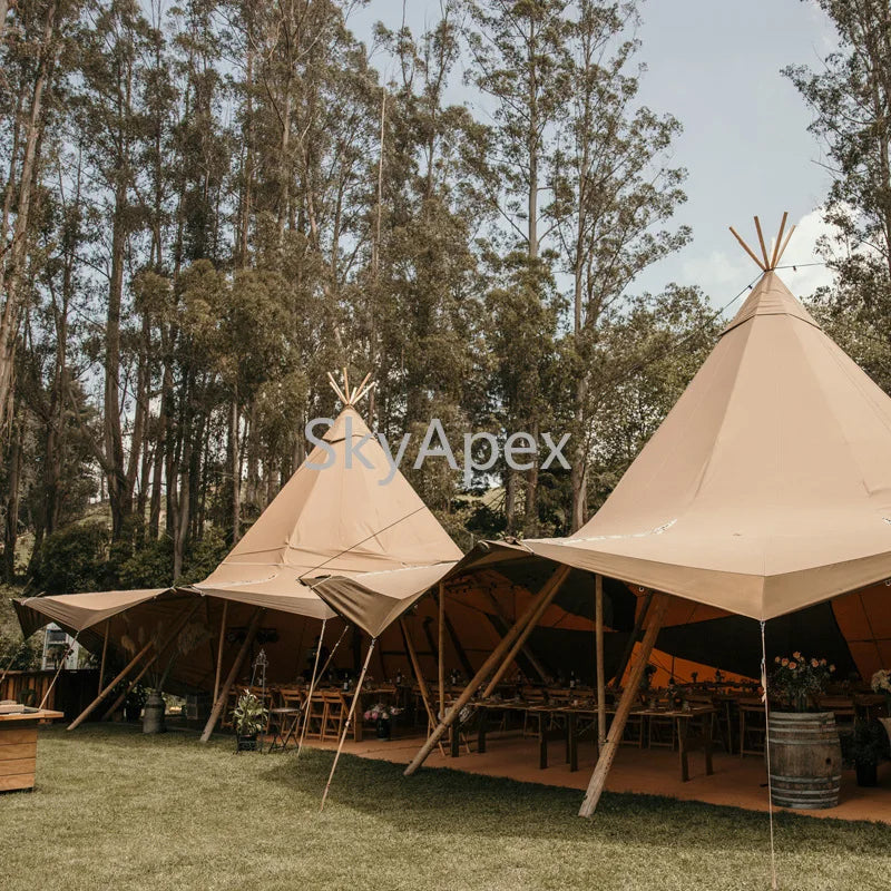 Tente de réception pyramidale haut de gamme - Bâche pour 100 personnes - Tentes tipi pour salons professionnels, mariages et événements commerciaux