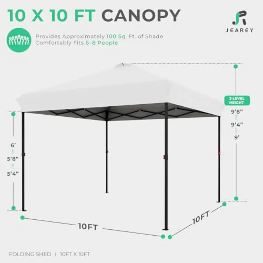 10x10 Pop Up Canopy Tent, Heavy Duty Outdoor Canopy with 1-Push Instant Setup, Commercial Tent with Roller Bag, 4 Sandbags and
