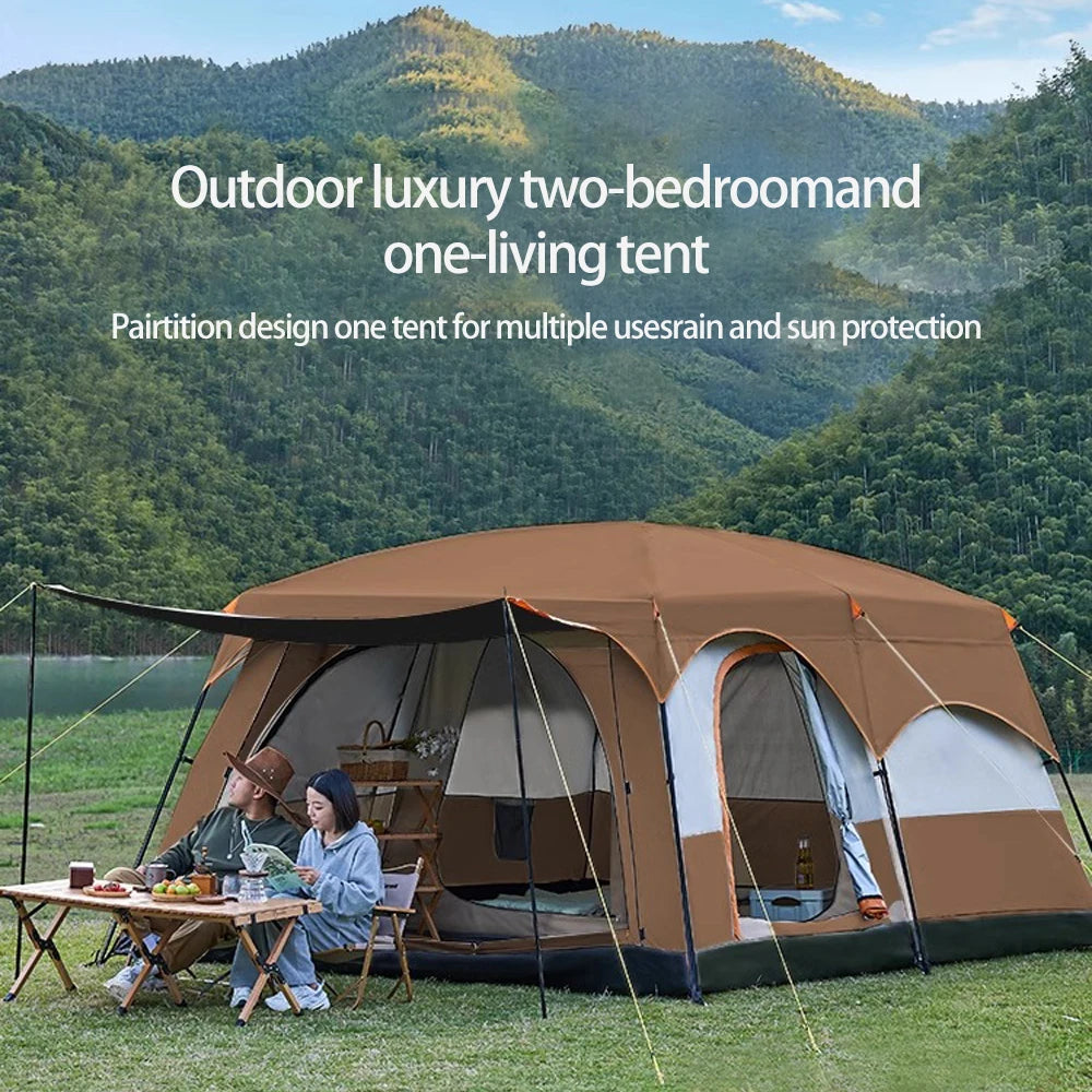 4-12 Person Camping Tent Family Waterproof Sunproof 210D Oxford Windproof 2 Room Tent 4 Season Outdoor Backpacking Equipment