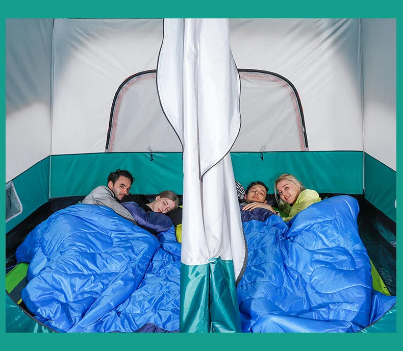 Custom Two Rooms One Hall Straight Wall Large Glamping Camping Tents 8 10 12 Persons Waterproof Outdoor Family