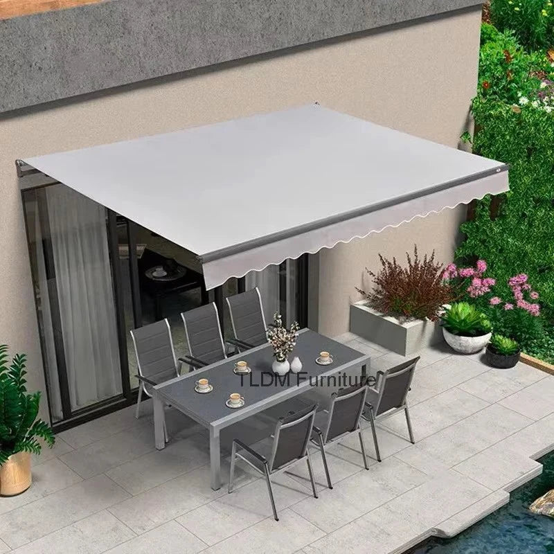 Outdoor Retractable Gazebos Electric Hand-cranked Sun Protection and Rain Protection Canopy Creative Courtyard Balcony Tents ZZ