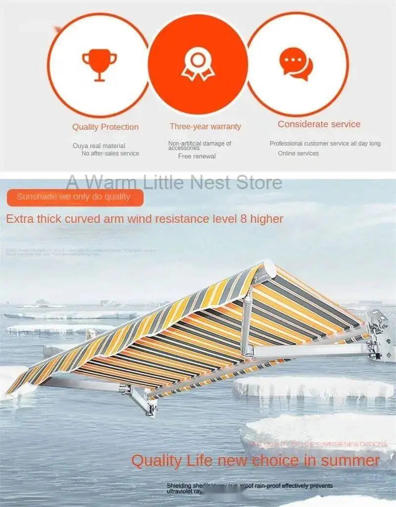 Retractable Gazebos Hand-cranked Awning Outdoor Balcony Window Shop Sunshade Tent Courtyard Sun Protection and Rainproof Pergola