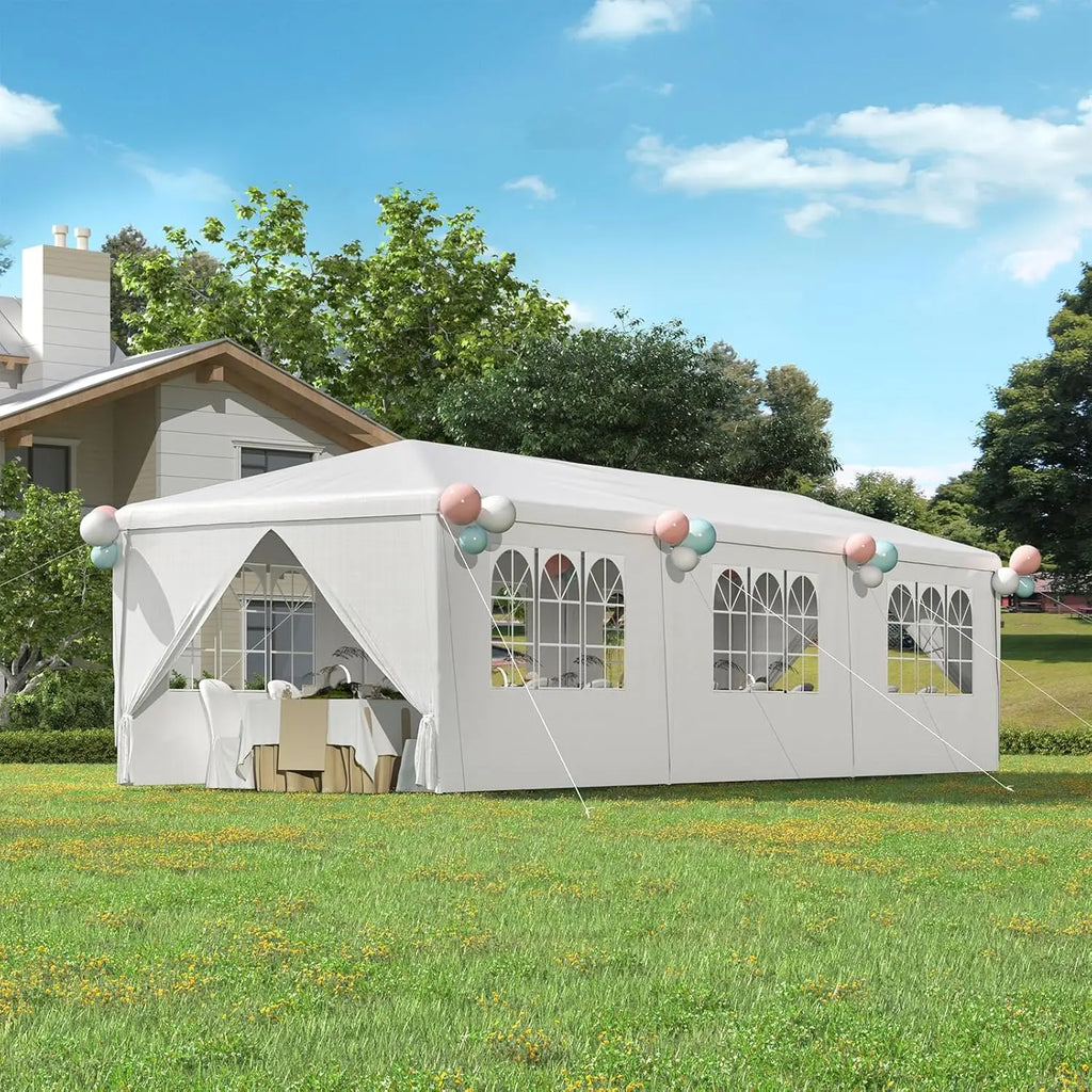 10x30 Ft Outdoor Party Canopy, Waterproof Heavy Duty Wedding Tent with 6 Sidewalls & 2 Zippered Doors, Event Tent for, Custom