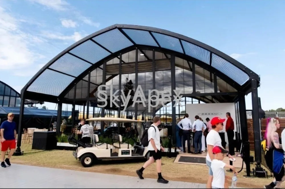 Tente Atrium en Aluminium Noir, Structure Personnalisée, Imperméable et Résistante aux UV, Idéale pour la Location, les Mariages, les Événements Extérieurs, en Promotion