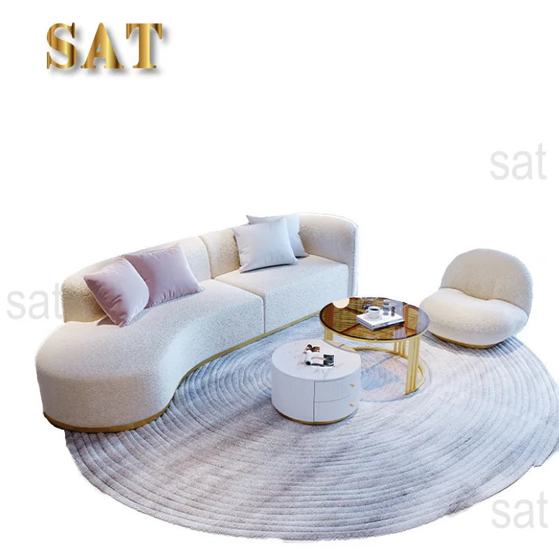 &c Nordic Modern Simple Light Luxury Living Room Beauty Salon Leisure Reception Area Arc Sofa