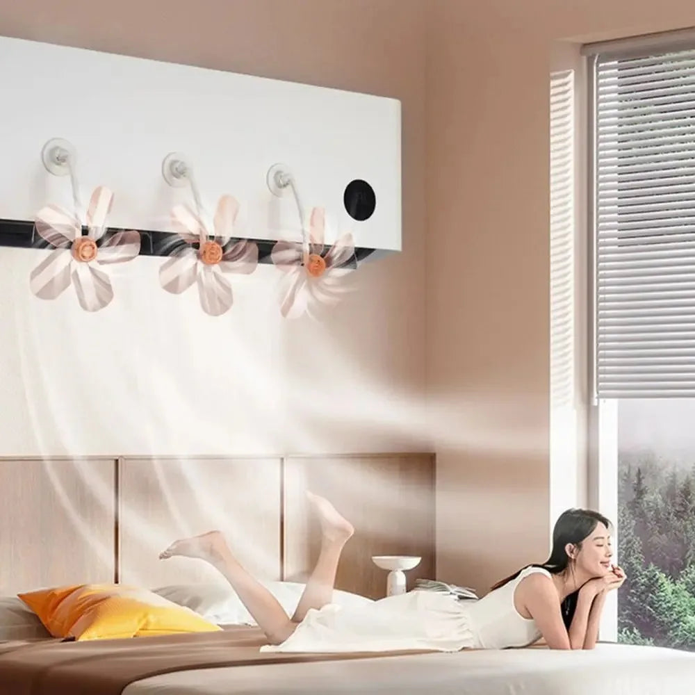 3Pcs Wall Mounted Conditioning Guide Fan Adjustable Plastic Air Conditioner Windshield Anti Direct Blowing Windmill Shaped
