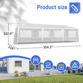 10'x30' White Canopy Tent with 7 Removable Sidewalls, PE Fabric & Iron Frame, Waterproof Outdoor Party Gazebo with Windows for Wedding, Backyard Events, Patio, Commercial Market Shelter
