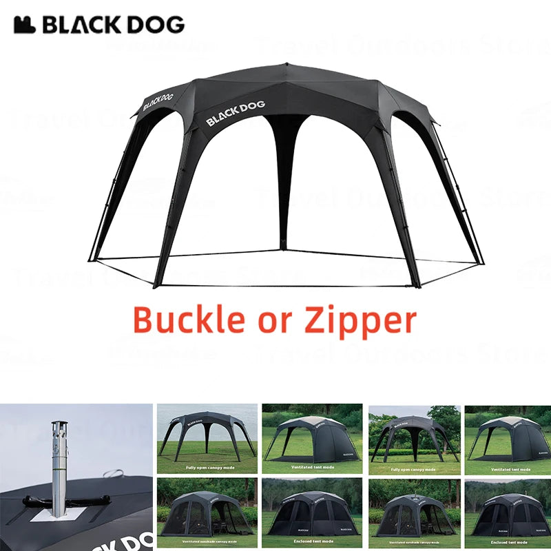 Naturehike BLACKDOG Camping Dome Tent Sunshade 150D Oxford Cloth Combination Buckle or Zipper Outdoor Travel Tent With Chimney