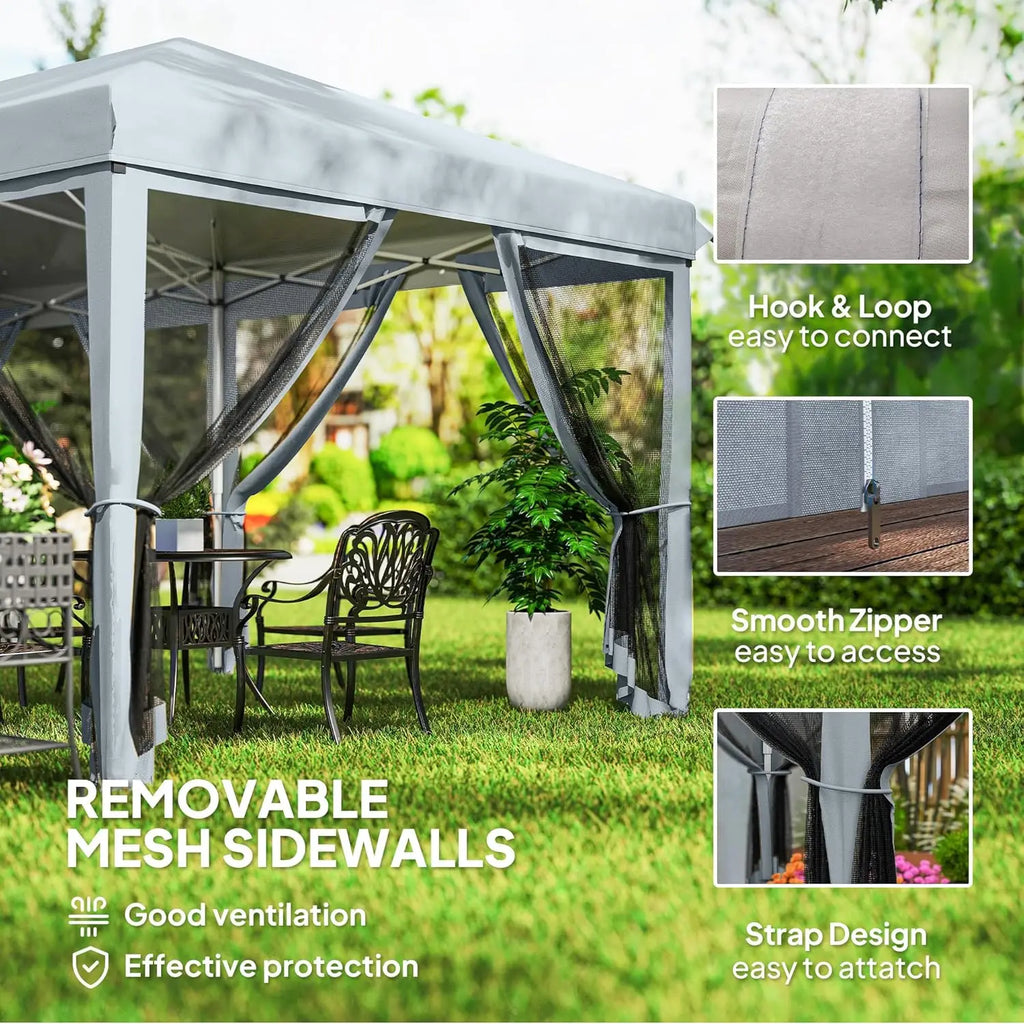 10x20 Pop Up Canopy Tent with Netting Heavy Duty Instant Sun Shelter for Outdoor Garden Patio Parties Carry Bag, Custom