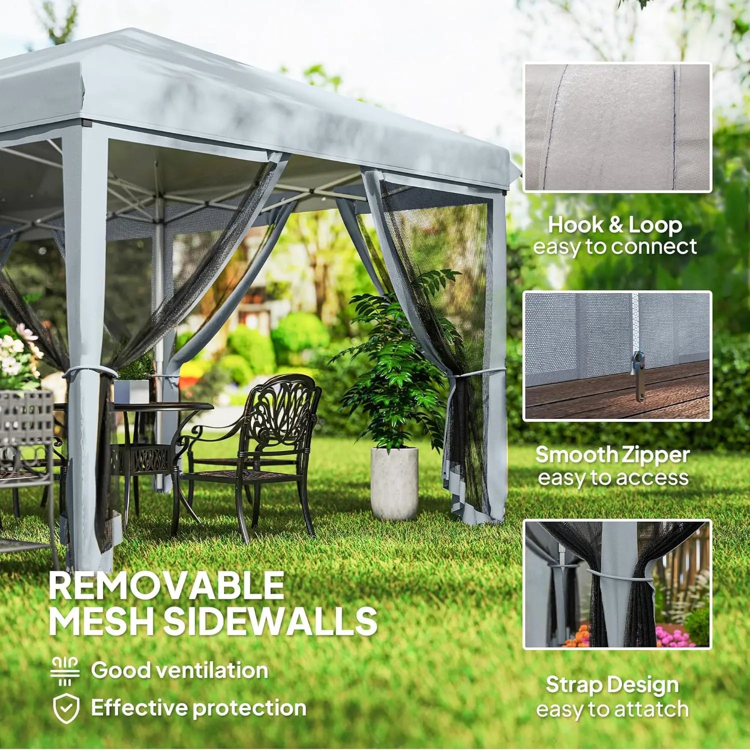 10x20 Pop Up Canopy Tent with Netting Heavy Duty Instant Sun Shelter for Outdoor Garden Patio Parties Carry Bag, Custom