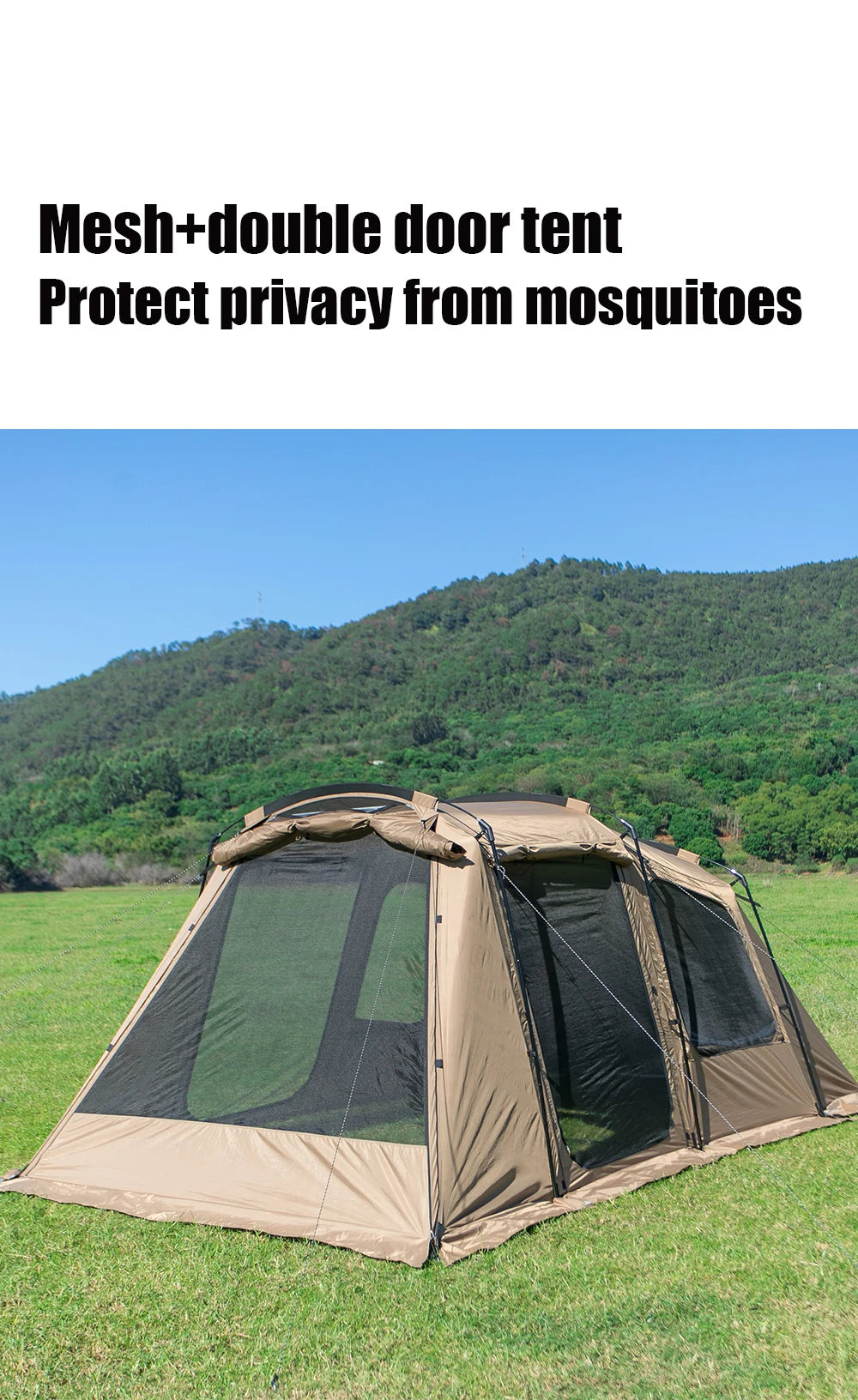 Tunnel tent 8-12 person 4-season double-layer waterproof UV resistant and windproof tent Family outdoor camping tent detachabl