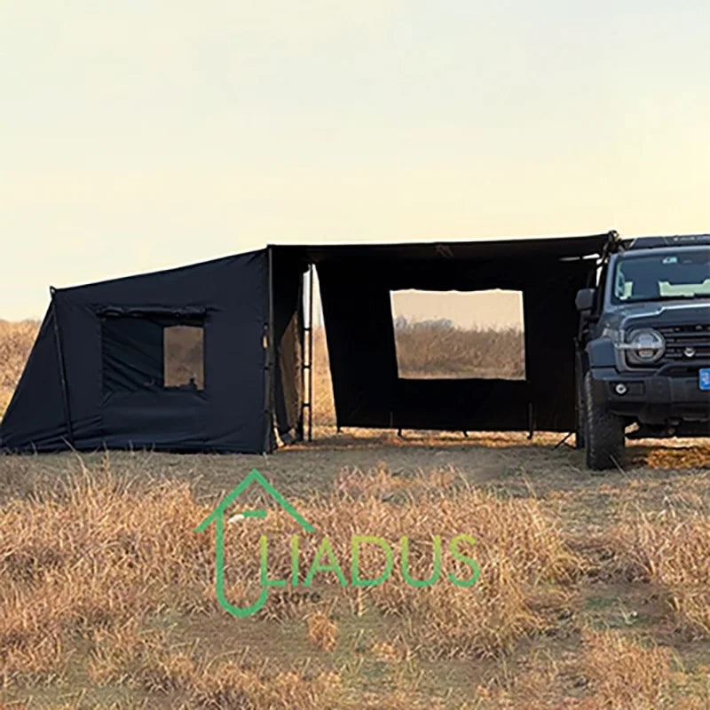 Car Side Tent Blackout with Mesh Windows Waterproof UV Protection Mounted Awning for Outdoor Camping Portable Shelter Easy Setup