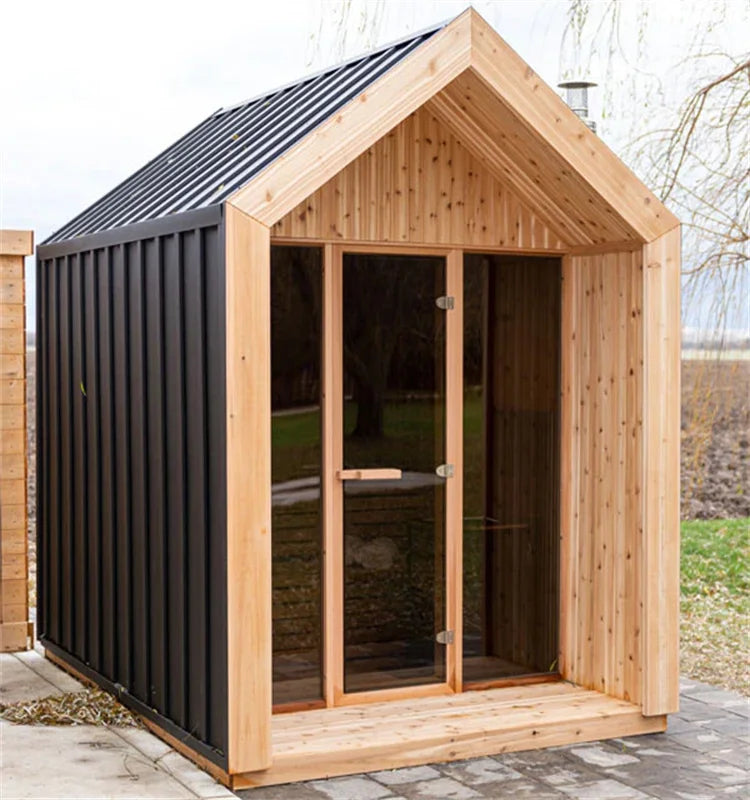 Sauna électrique extérieur pour 1 à 8 personnes, design Hemlock Spire, fitness, amincissement, avec poêle à bois, spa à domicile, détox, relaxation