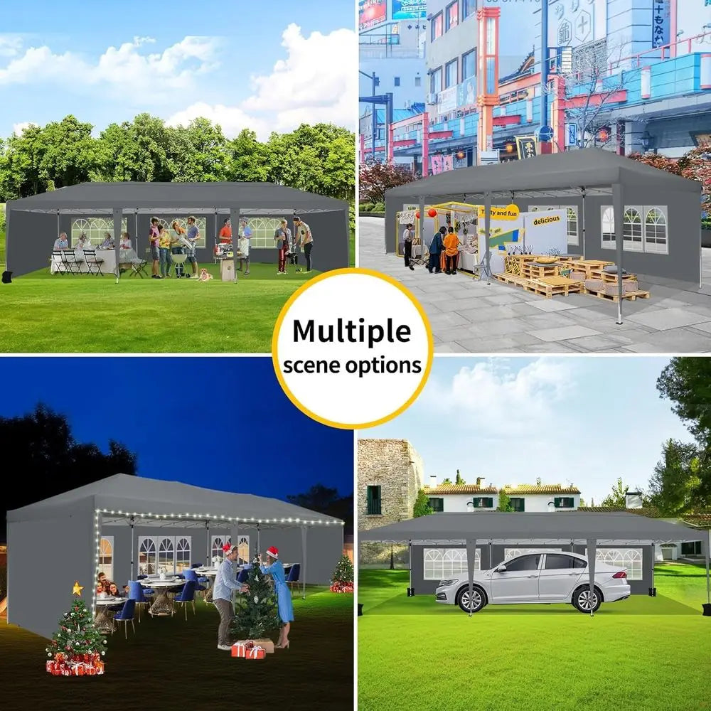 10x30 Pop  Canopy Tent with 5 Sidewalls Party Tents for Parties Wedding Backyard Waterproof Outdoor Commercial Canopy Event w