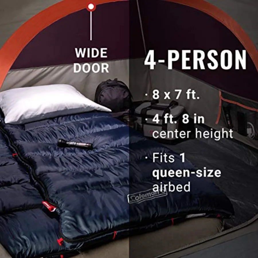 Skydome Camping Tent for 2/4/6/8 Persons: Weatherproof Polyester with Gray Rainfly, 20 More Headroom, 5-Minute Setup, Includes