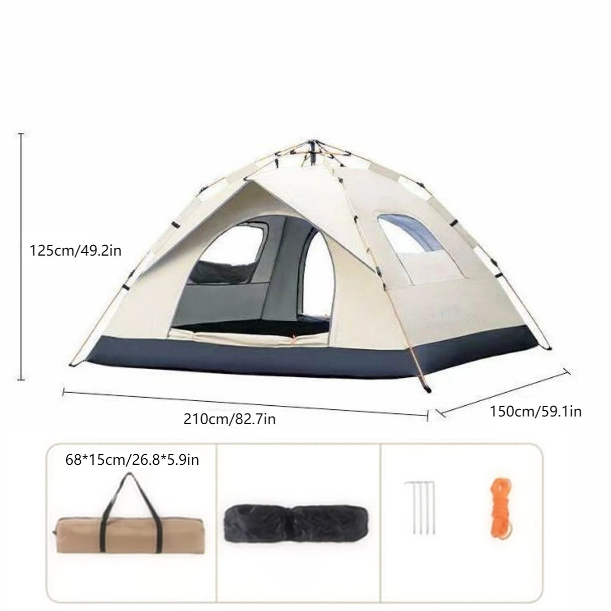 Outdoor Automatic Quick-opening Tent Rainproof Sunshine-proof Tent Fishing Beach Sunshine Shelter Two doors and two windows