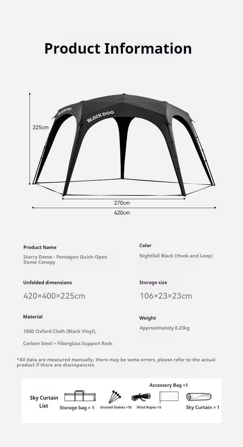Naturehike BLACKDOG Camping Dome Tent Sunshade 150D Oxford Cloth Combination Buckle or Zipper Outdoor Travel Tent With Chimney