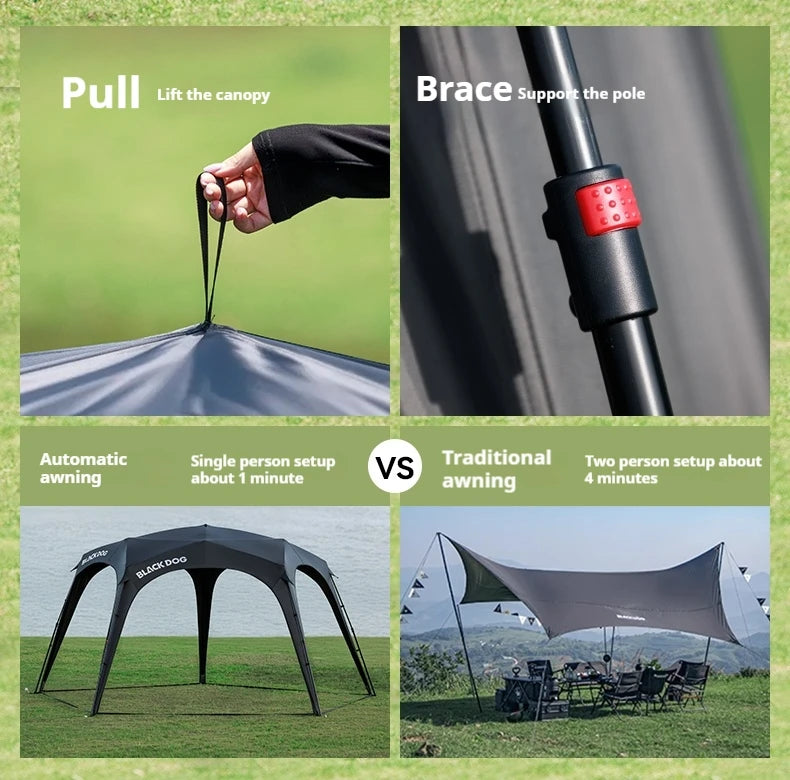 Naturehike BLACKDOG Camping Dome Tent Sunshade 150D Oxford Cloth Combination Buckle or Zipper Outdoor Travel Tent With Chimney
