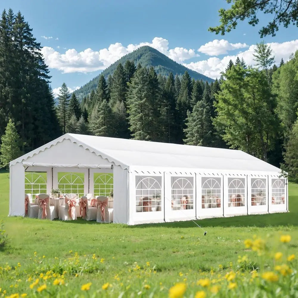 Heavy-Duty Waterproof Outdoor Party Tent, 20x40 ft, with Sidewalls, Ideal for Weddings and Events