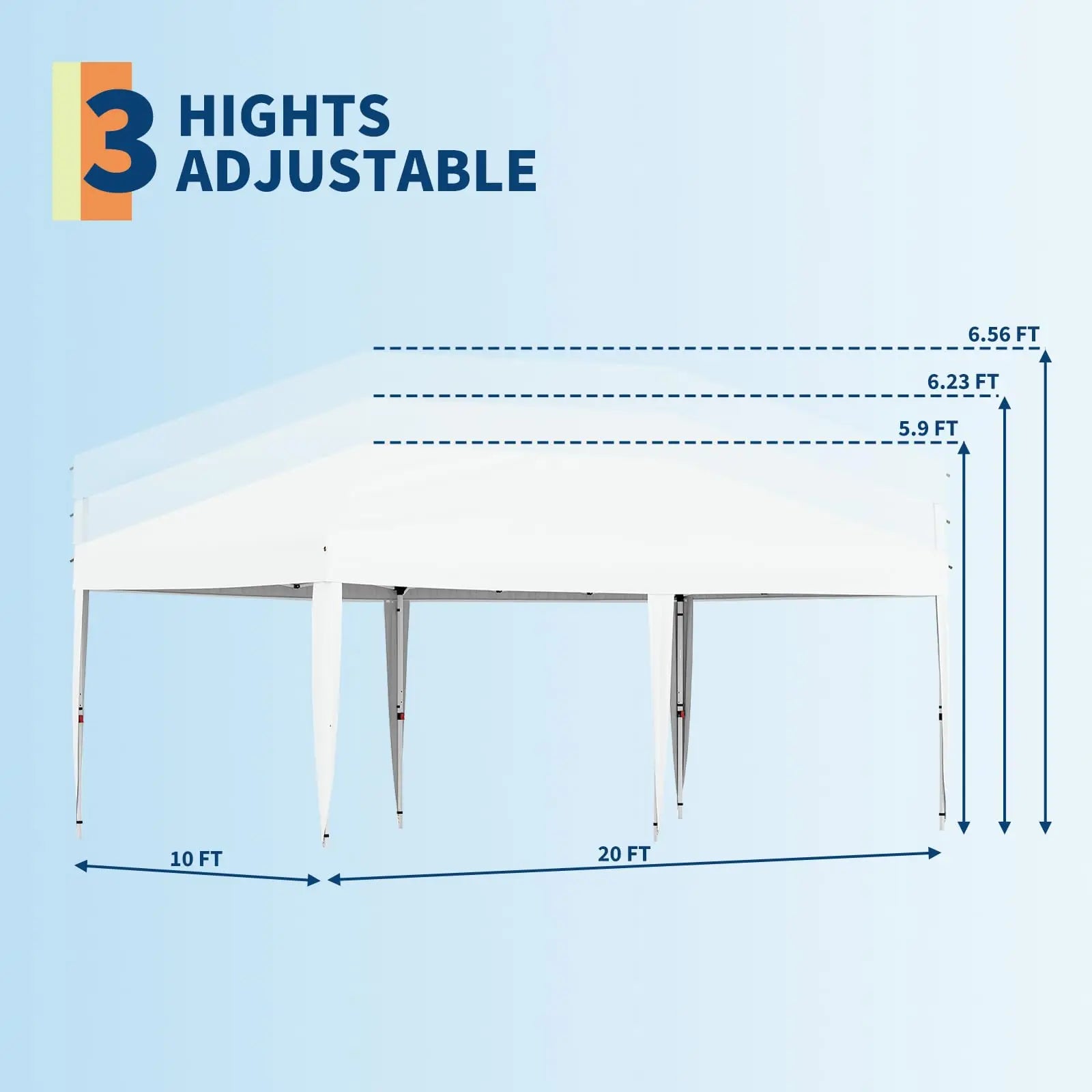 10x20 Pop Up Canopy with 6 Sidewalls, Beach Ten with One Push Setup, Heavy Duty Outdoor Instant Canopy Tent with Portable Roller Bag, Silver Coated Top, 3 Adjustable Height, Sandbags, White