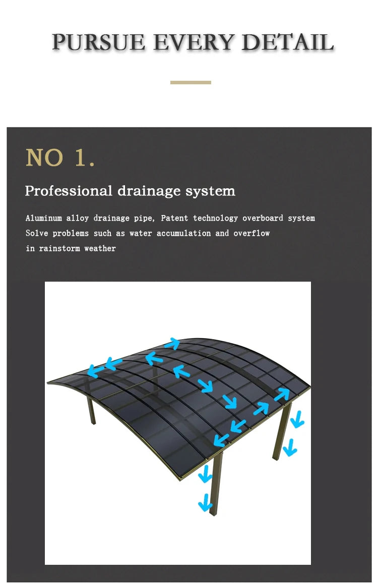 Modern Aluminium Carport, Tough Polycarbonate Canopy, Multi-scene Single Carport,Snow & Hail Resistant Shelter for Private Homes