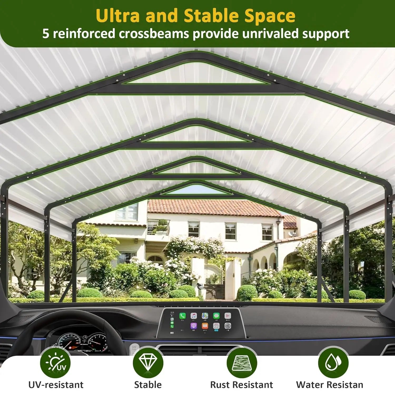 12x20 FT Heavy Duty Metal Carport Galvanized All-Weather Car Shelter Outdoor Garage for Car Boat Tractor Custom