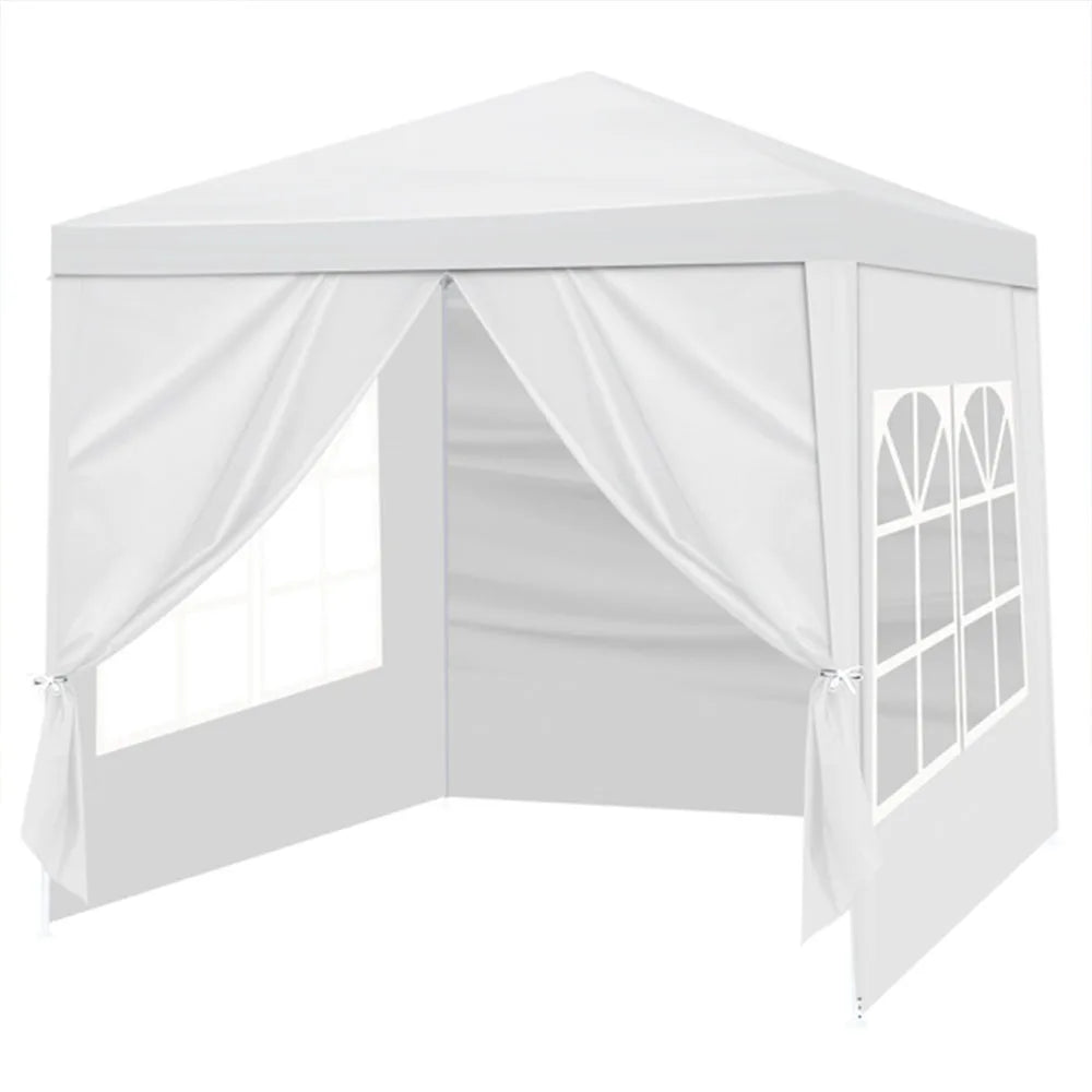 Gazebo de jardin extérieur de 6,5x6,5 pieds, tente de fête de mariage, chapiteau avec 4 parois latérales amovibles