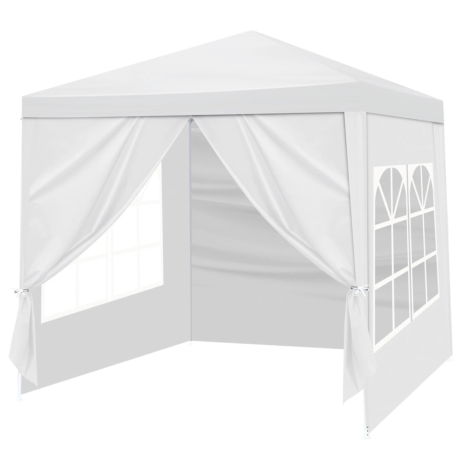 6.5'x6.5' Outdoor Party Tent, Waterproof Canopy with 4 Removable Sidewalls, 2 Doors & 2 Clear Windows, Portable Gazebo for Wedding, Backyard BBQ, White