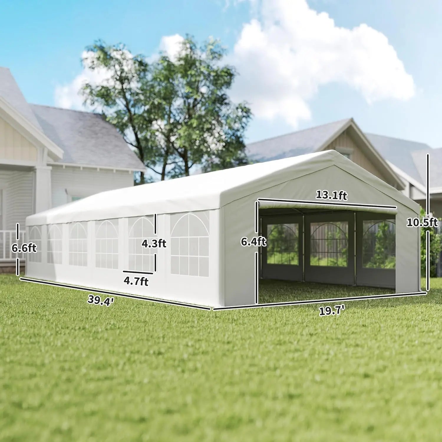 20x40ft Heavy Duty Party Tent Gazebo Wedding Event Shelter Removable Sidewalls Windows Waterproof White, Customized