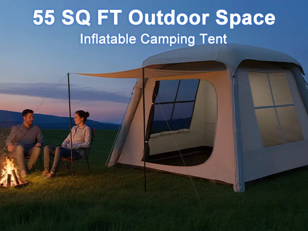 Outdoor Park Camping Glamping Tent Multi-person 4-5 People Tent Hiking Mountain Hiker Inflatable Tent Portable Rainproof Tent
