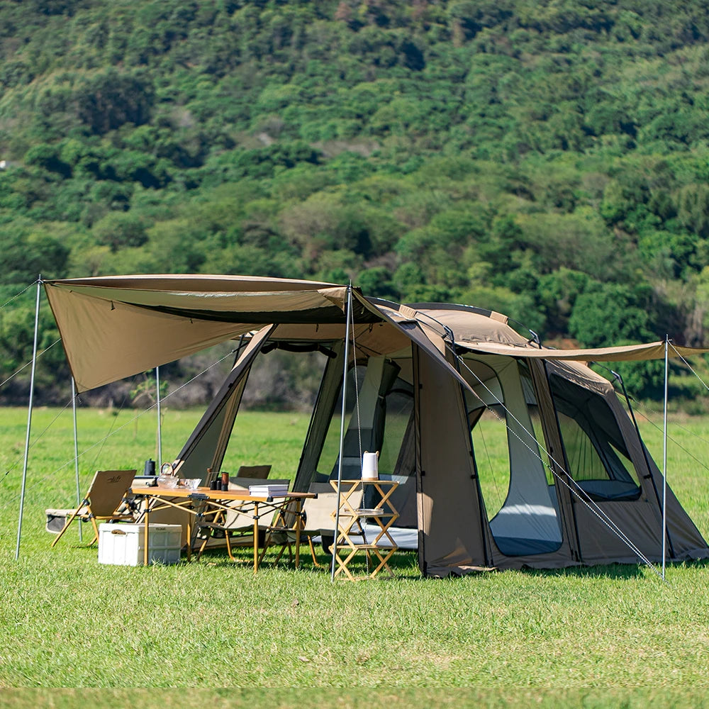 Tunnel tent 8-12 person 4-season double-layer waterproof UV resistant and windproof tent Family outdoor camping tent detachabl