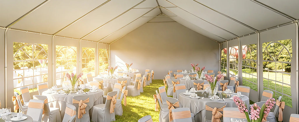 Aoxun 20x40 Party Tent,Waterproof Canopy with Removable Sidewalls & Roll-up Door,Steel Frame for Wedding BBQ Camping,White