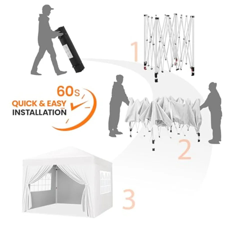 12x12 Pop Up Canopy with 4 Removable Sidewalls, Portable Enclosed Instant Tent, Waterproof Outdoor Tent, Beach Sun Shelter with