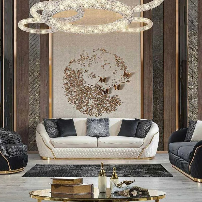 Modern Luxury Loveseat Sofa Set With Gold Stainless Steel Leg Leisure Lounge Sofa for Living Room Hotel Home Furniture