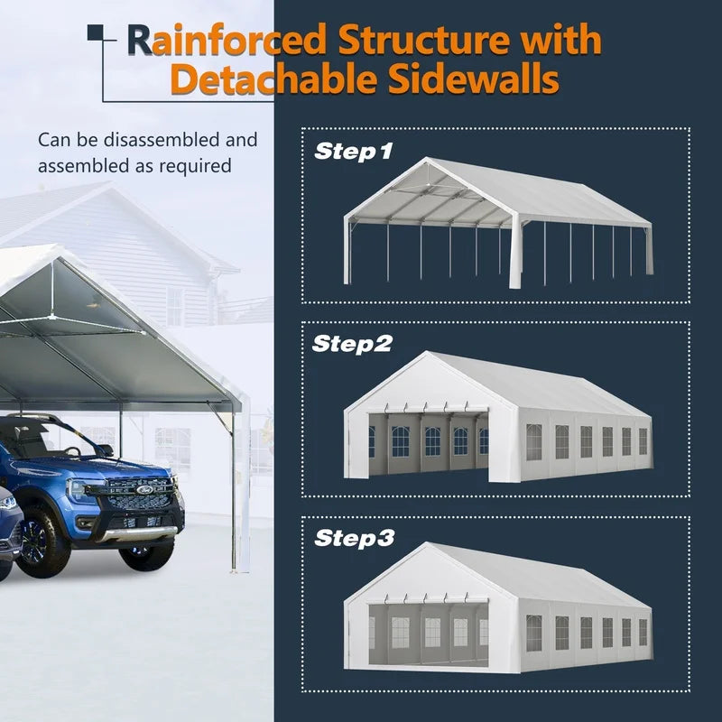 Heavy Duty 20x40FT Outdoor Party Tent with Removable Sidewalls, Carry Bags, Ideal for Weddings, Events, Camping, Patio, and Garden Use
