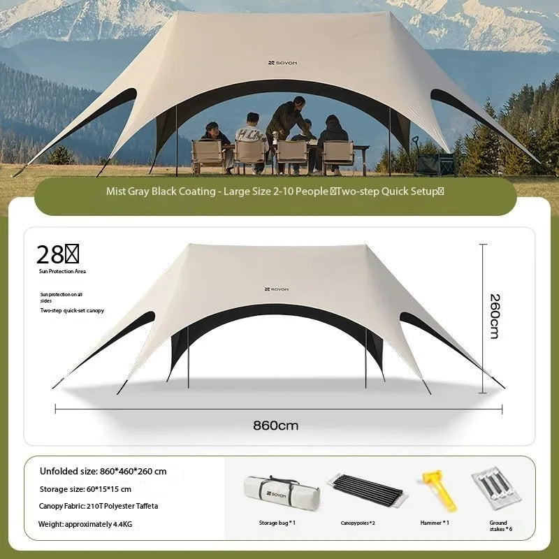 Outdoor Portable Hexagonal Sunshade Canopy Camping Rainproof Quick Setup Sun Shelter Professional Ventilated Outdoor Products