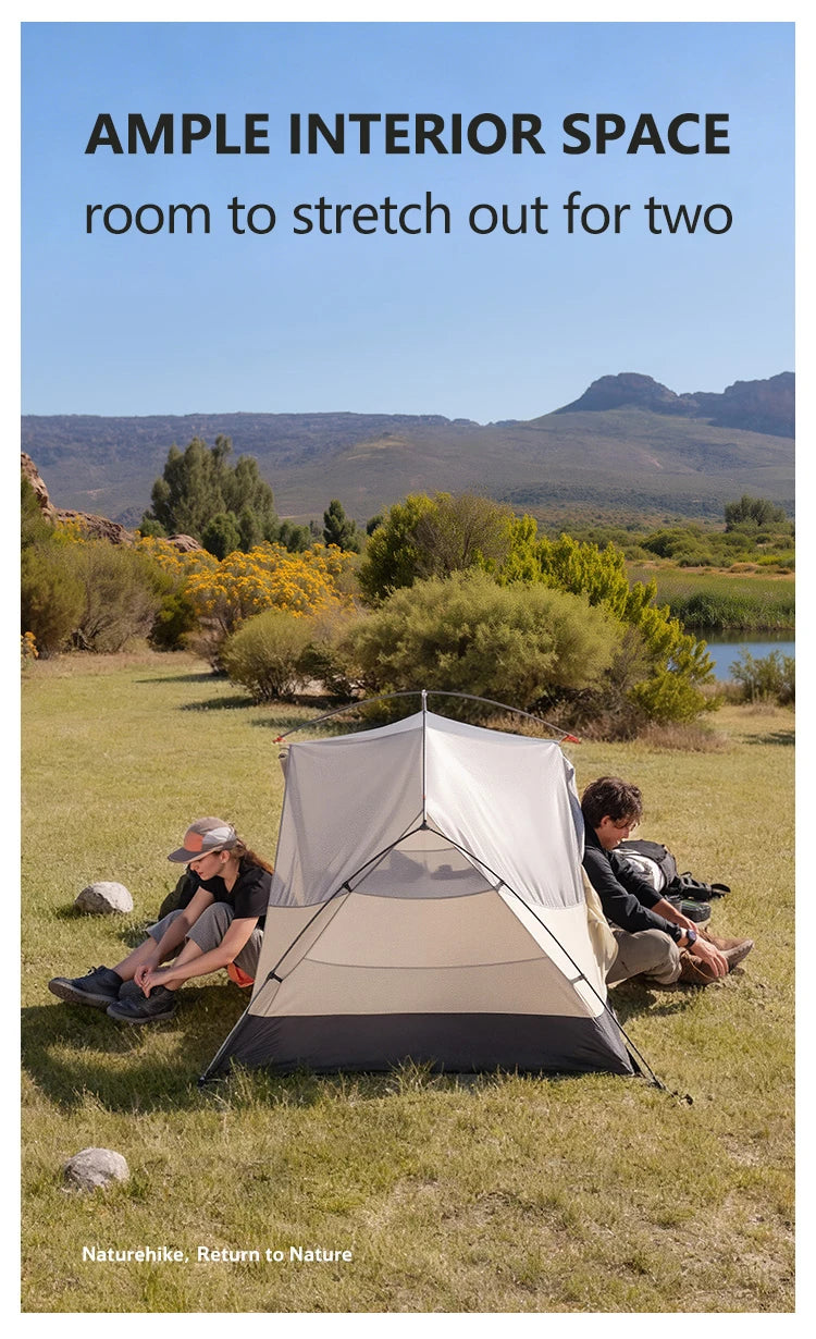 Naturehike Mongar Pro 123 Ultralight Three Season Outdoor Waterproof 20D Nylon Hiking Tent 2 Person Rucksack Camping Riding Tent