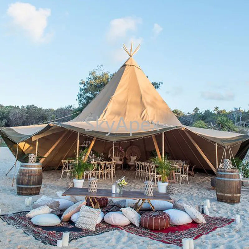 Tente de réception pyramidale haut de gamme - Bâche pour 100 personnes - Tentes tipi pour salons professionnels, mariages et événements commerciaux