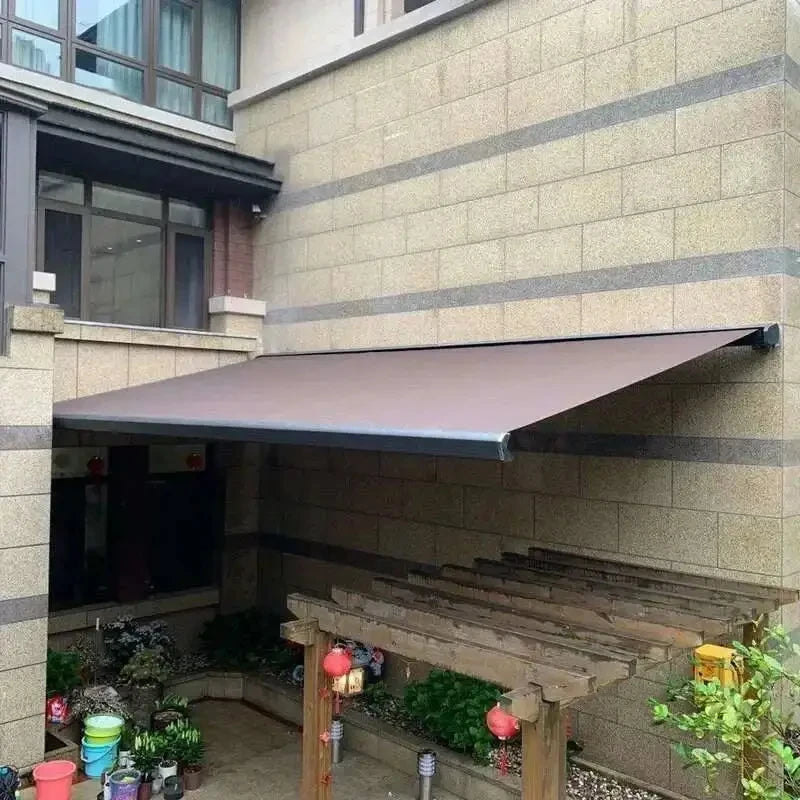 Outdoor Retractable Gazebos Electric Hand-cranked Sun Protection and Rain Protection Canopy Creative Courtyard Balcony Tents ZZ