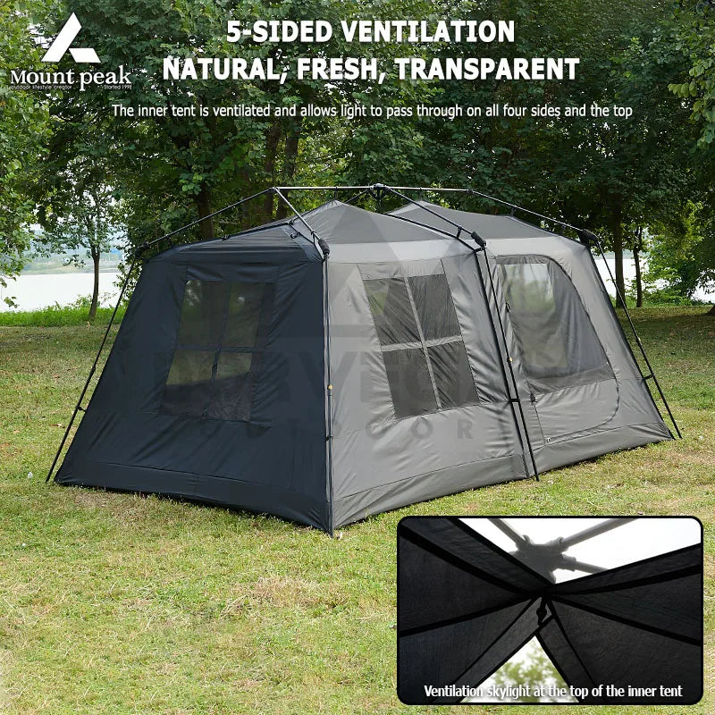 Mount Peak Automatic Large Camping Tent 3-8 People Quick Set Up Ridge Tent with Canopy, Suitable for Outdoor Wilderness Adventur